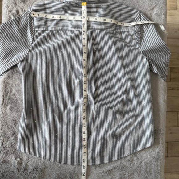 J Crew Women's Striped Button Down w/small rhinestones - Picture 7 of 12